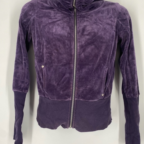 Vintage American Twisted Heart Velour Jacket Y2K Style – dark purple Size M - Picture 2 of 7